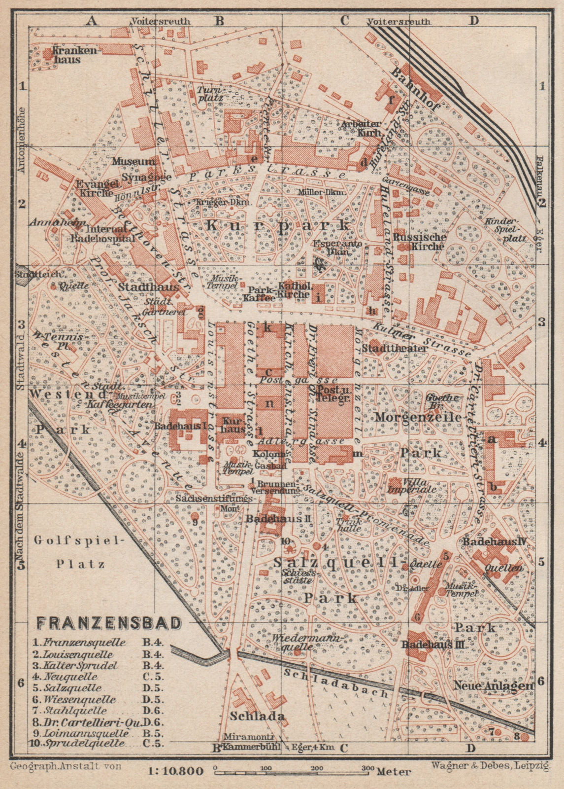 FRANTISKOVY LAZNE (FRANZENSBAD)  town city plan mesta. Czech Republic 1929 map